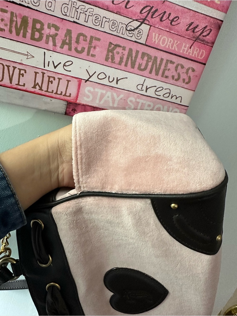 Juicy Couture Pink and Brown Logo Shoulder Bag with Heart Charm - Picture 10 of 12